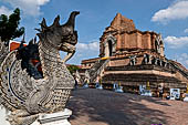 Chiang Mai - The Wat Chedi Luang. The massive chedi heavily damaged by an earthquake has been partially reconstructed apart from the spire since nobody can be sure what it looked like. 